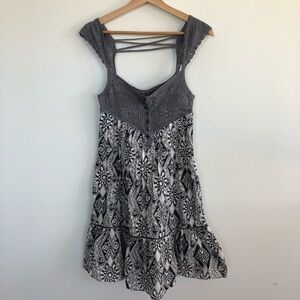 Free People cotton crochet floral ruffle dress